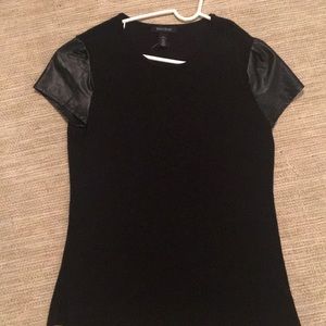 WHBM Sweater with Faux Leather Sleeve